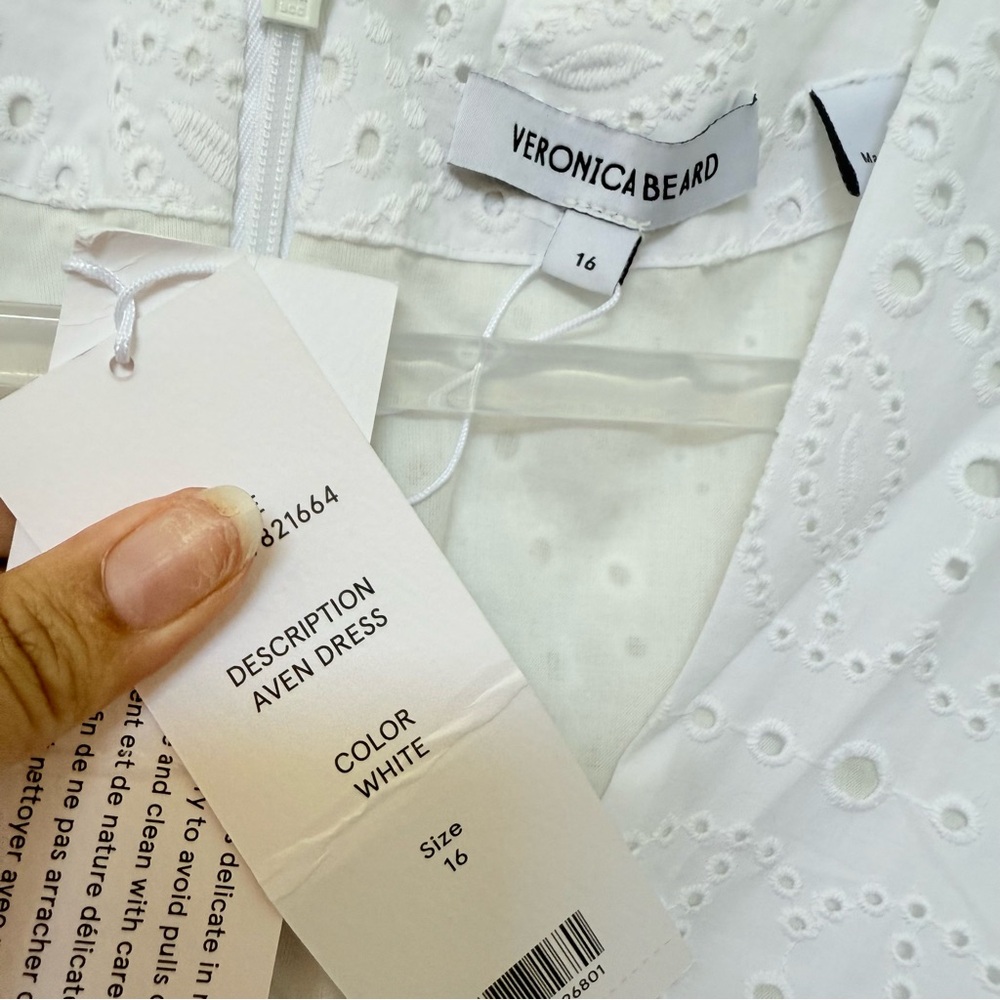 Veronica Beard Aven Midi Dress White Eyelet Size 16 NWT - Picture 3 of 5